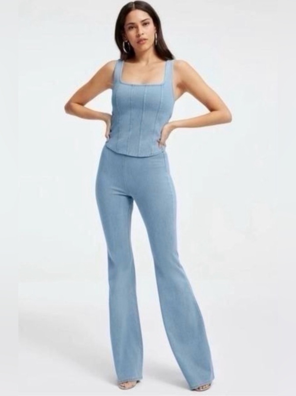 Good American Light Blue Pull-On Flare Jeans Sz. 3 /L